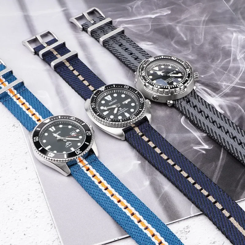 Quick Release Nylon Weave Stripe Watch Band, Sport Wrist Bracelet