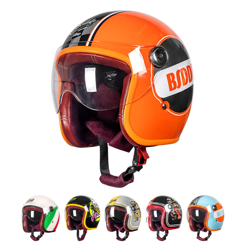 

Open Face 3/4 Helmet For Motorcycle Riding Impact-Absorbing Liner ABS Shell Flip Up Clear Visors Quick-release Buckle Lightweigh