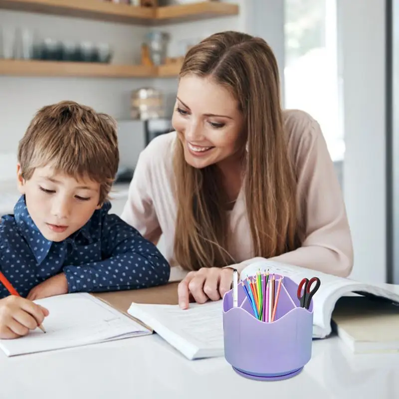 회전 펜꽂이 데스크탑 문구 보관 휴대용 책상 고정 정리함, 가정용 책상 메이크업 브러시 정리함