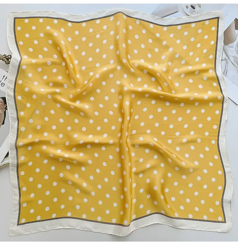 Luxuriöser und eleganter Damen-Bandana-Schal mit Polka-Dot-Print für Frühling/Sommer, 70 x 70 cm, perfekt für den täglichen Gebrauch und als Geschenk – Detail 8