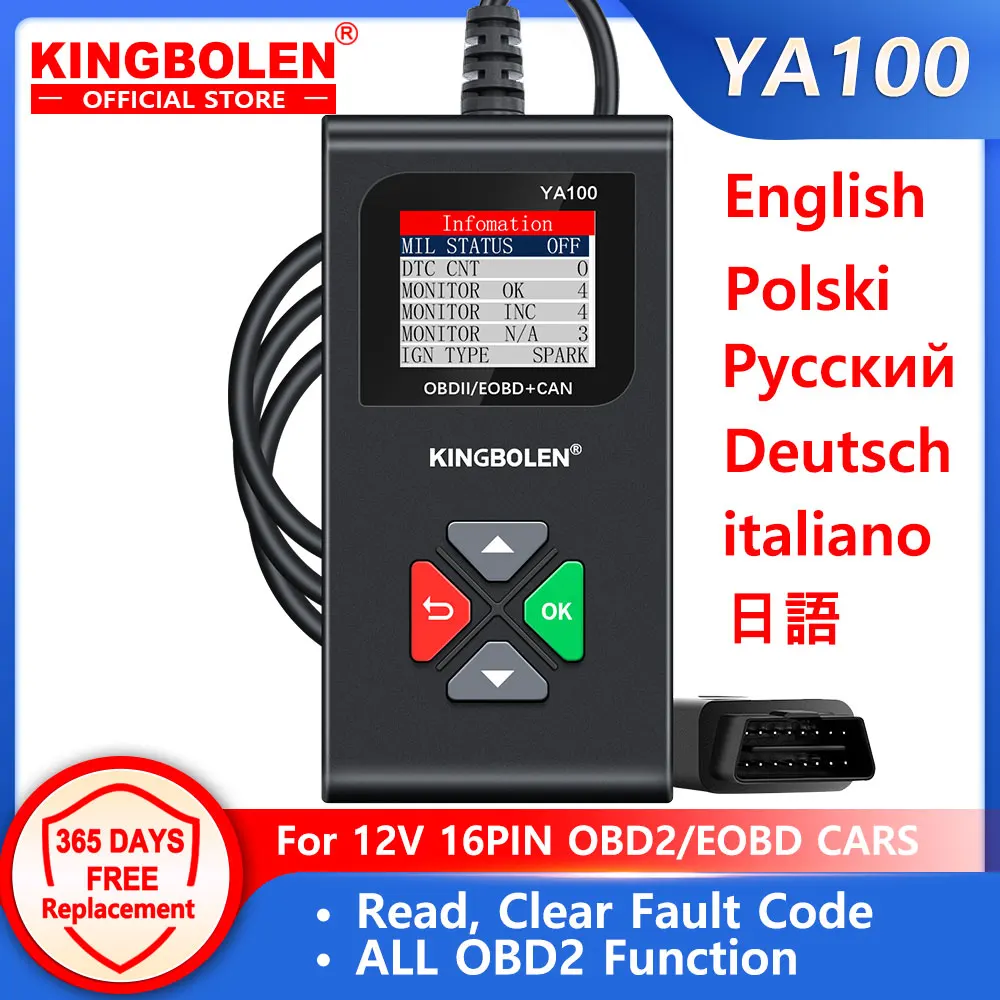 KINGBOLEN YA100 Auto OBD2 Scanner Italiano Strumenti di