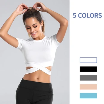 2026 Sport Crop top Donna top Camicie da yoga abbigliamento da palestra fitness Camicia da donna Running Workout Sport T-shirt Sport Abbigliamento da yoga
