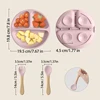 3PCS Silicone Baby Tableware Wooden Handle Fork Spoon Suction Feeding Dishes Baby Meal Tray Feeding Training Sets For Children 6
