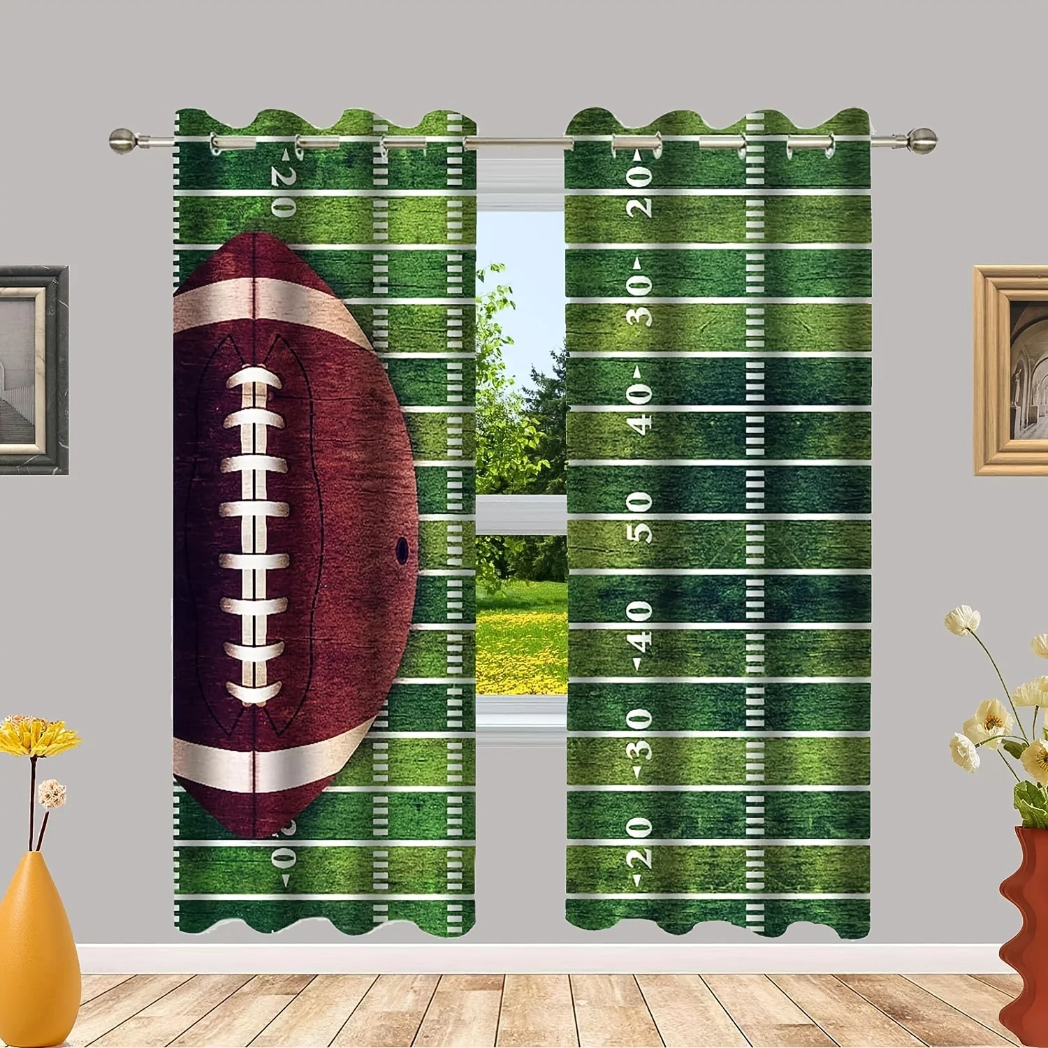 

American Rugby Football Basketball Spaorts Boy Kid's Window Curtains Blinds for Living Room Bedroom Kitchen Door Home Decor 2Pcs