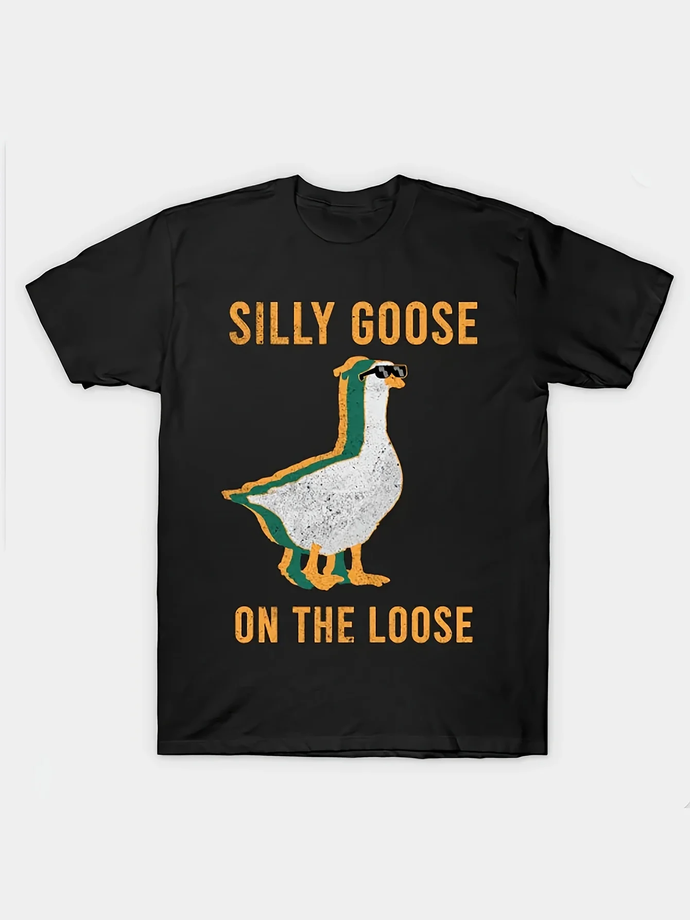

Mens Funny Graphic Silly Goose On The Loose T-Shirt - Vibrant Front Print, Breathable, Soft, Summer Casual Streetwear Top