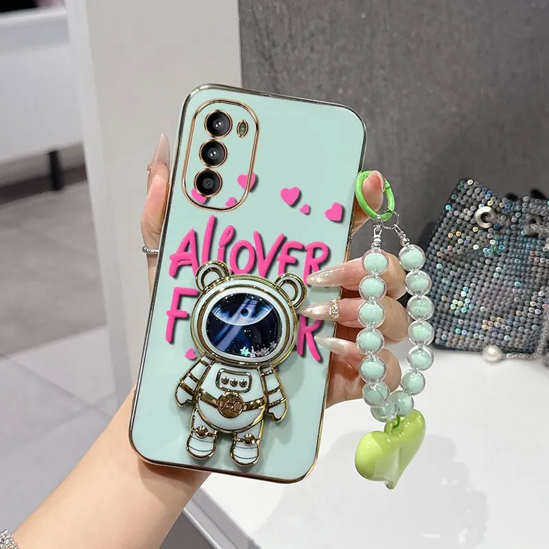Floral Fan Phone Accessory Set: Beaded Lanyard, Stand, and Protective Case with Comfortable Grip