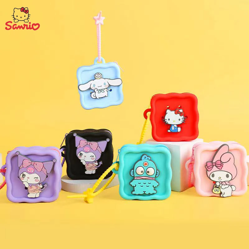 

Anime Sanrio Mini Silicone Bag Hello Kitty Cinnamoroll Hangyodon Coin Purse Melody Kuromi Cartoon Headphone Bag Kids Gifts