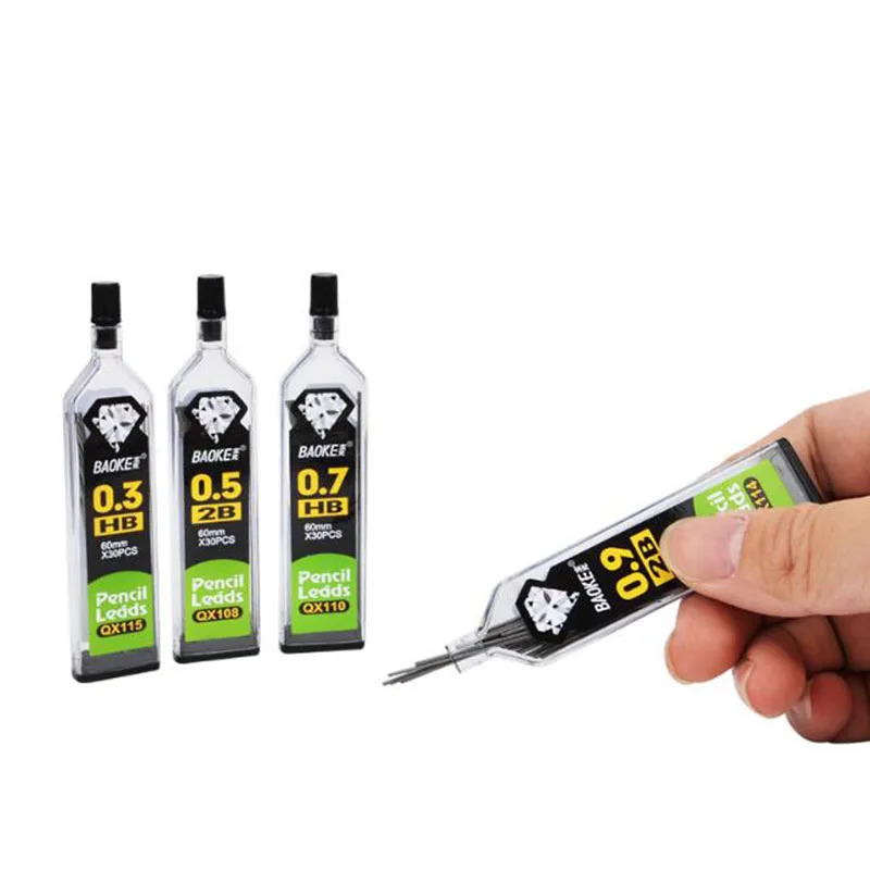 30pcs/Bottle, Automatic Pencil Lead 2B 2H HB Pencil Refill 0.3 Mm/0.5 Mm/0.7mm/0.9 Mm Pencil Refill Student Writing Office 3