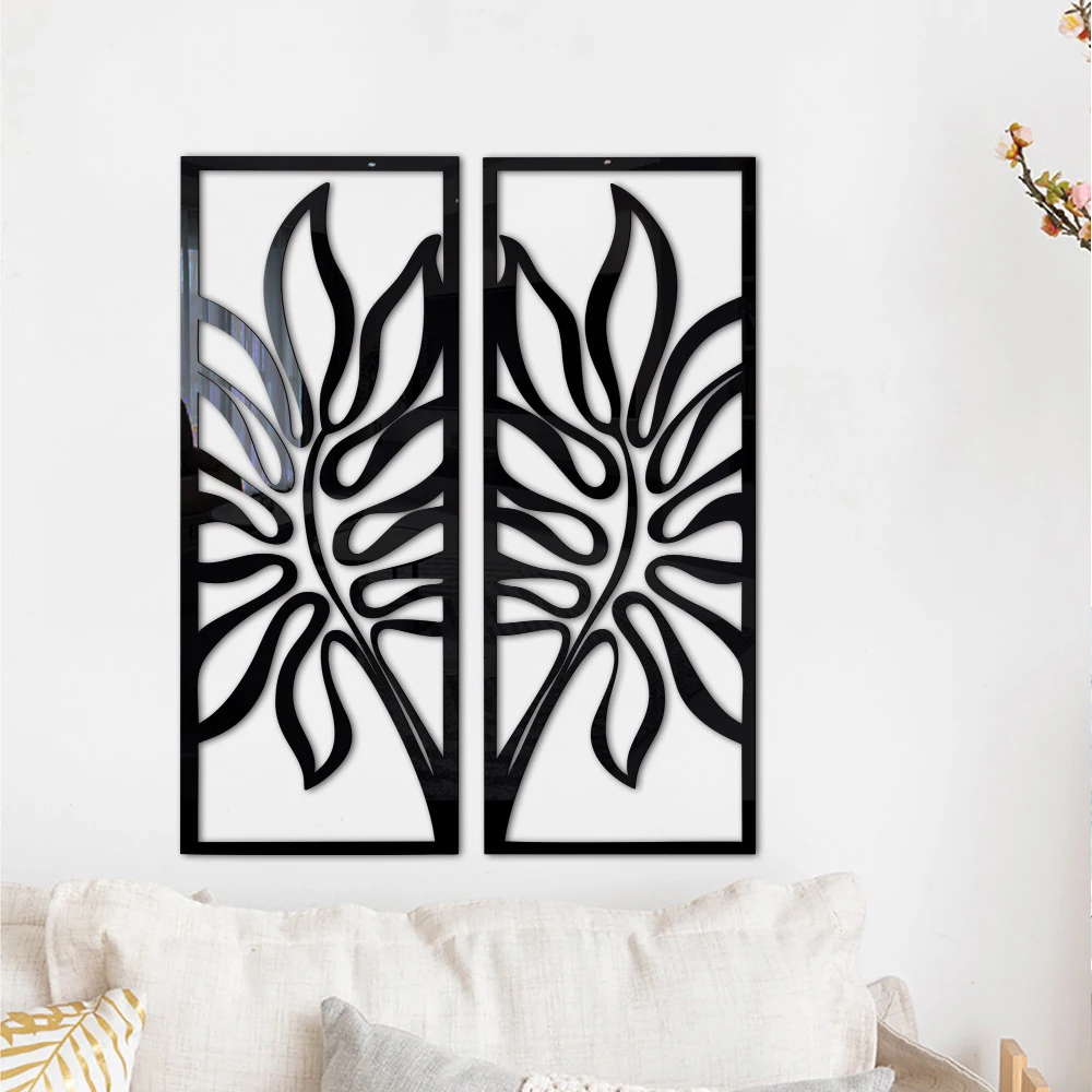 Description Picture 6 of item1PC Leaf Photo Frame Mirror Stickers DIY Decal Self-Adhesive Background Living Room Bedroom Mural Home Decor Stickers