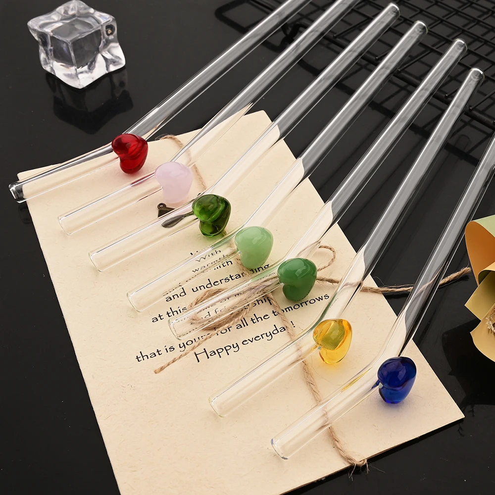 Eco-Friendly Reusable Glass Straw Set - 12-Piece High Borosilicate Drinkware Accessories for Smoothies, Tea, and Juice