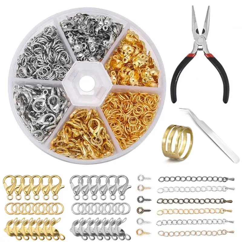 1 Scatola Di Gioielli Che Fanno Kit Chiusura A Moschettone Anelli Di Salto Aperti End Crimps Beads Box Set Risultati Della Collana Del Braccialetto Fa