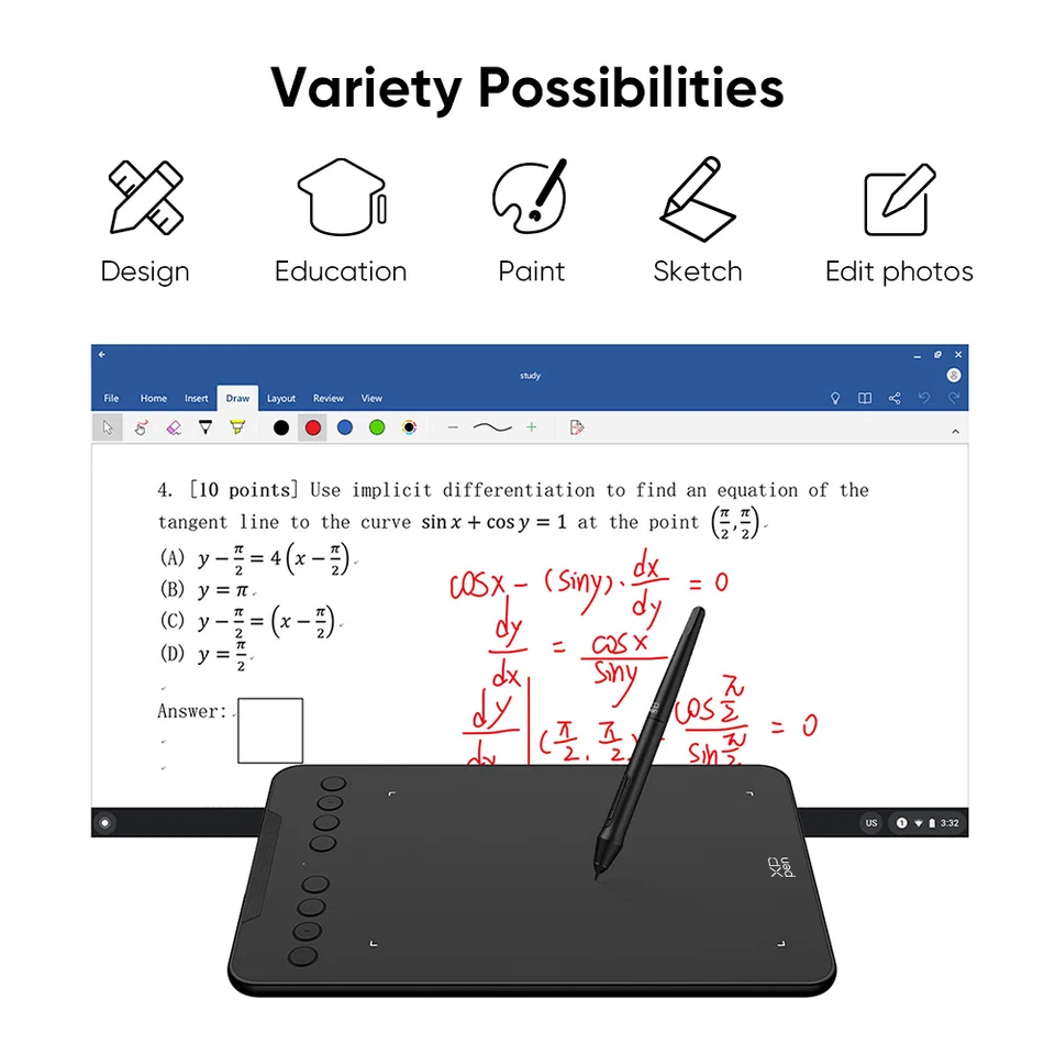 Tavoletta grafica digitale XPPen New Deco01V3 da 10 pollici con 16384 livelli di pressione e 8 tasti di scelta rapida, compatibile con Android, Windows e Mac._voghion.com