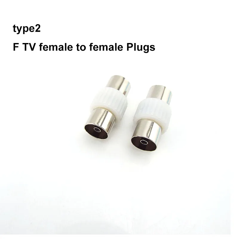 2x PAL Female To Female RF TV Plug Extension Adapters - Gender Changer Connectors