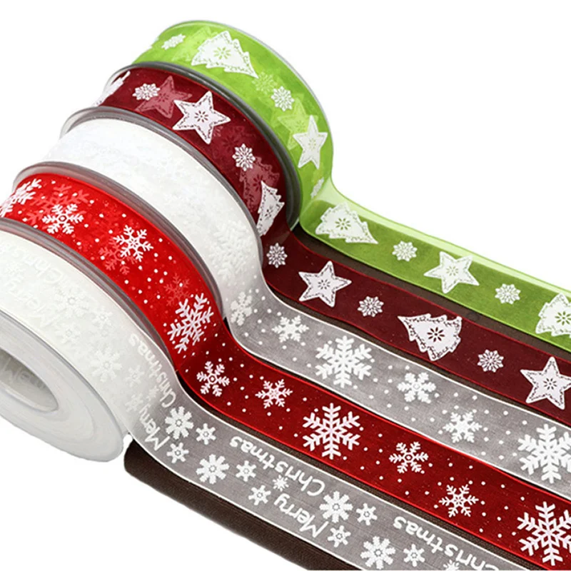 5M 10mm 15mm 25mm Christmas Satin Ribbons Crafts DIY Tape Wedding Gift Bows Natural Organza Ribbon Sewing Clothing Decoration satin ribbons ribbon decoration ribbon supplies satin ribbon sewing ribbon christmas ribbon organza ribbon