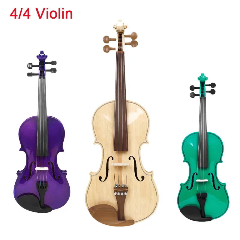4/4 Full Size Violin Spruce Wood /Solid Wood Acoustic Violin for Beginner with Case & Bow Fiddle Instruments