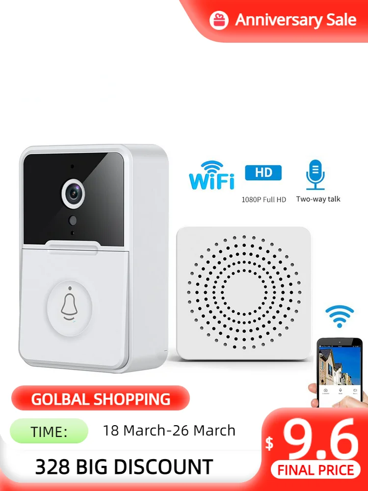 Lvgess Smart Doorbell Hd Camera Home Outdoor Wifi Wirelss Video