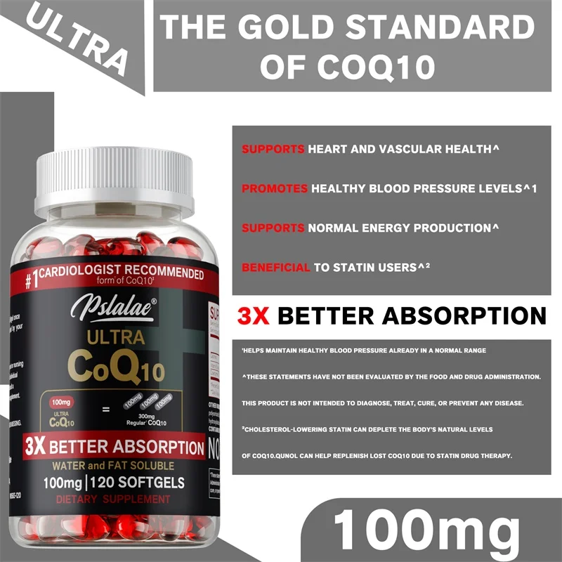 CoQ10 Capsules High Absorption Rate Promotes Cognitive Function Supports Heart Skin Brain and Dental Health Antioxidant