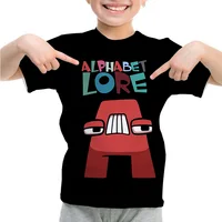 Alphabet Lore Print Kids Anime T Shirt Casual Tops Boys Cartoon T-shirts Children Summer Short Sleeve Tee Girls O-neck T-Shirt 1