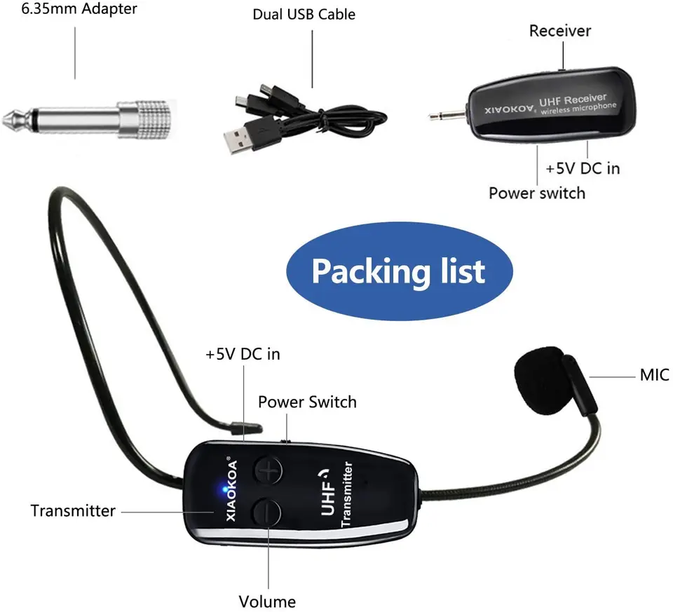 UHF ワイヤレスマイクヘッドセットヘッドセットとハンドヘルド