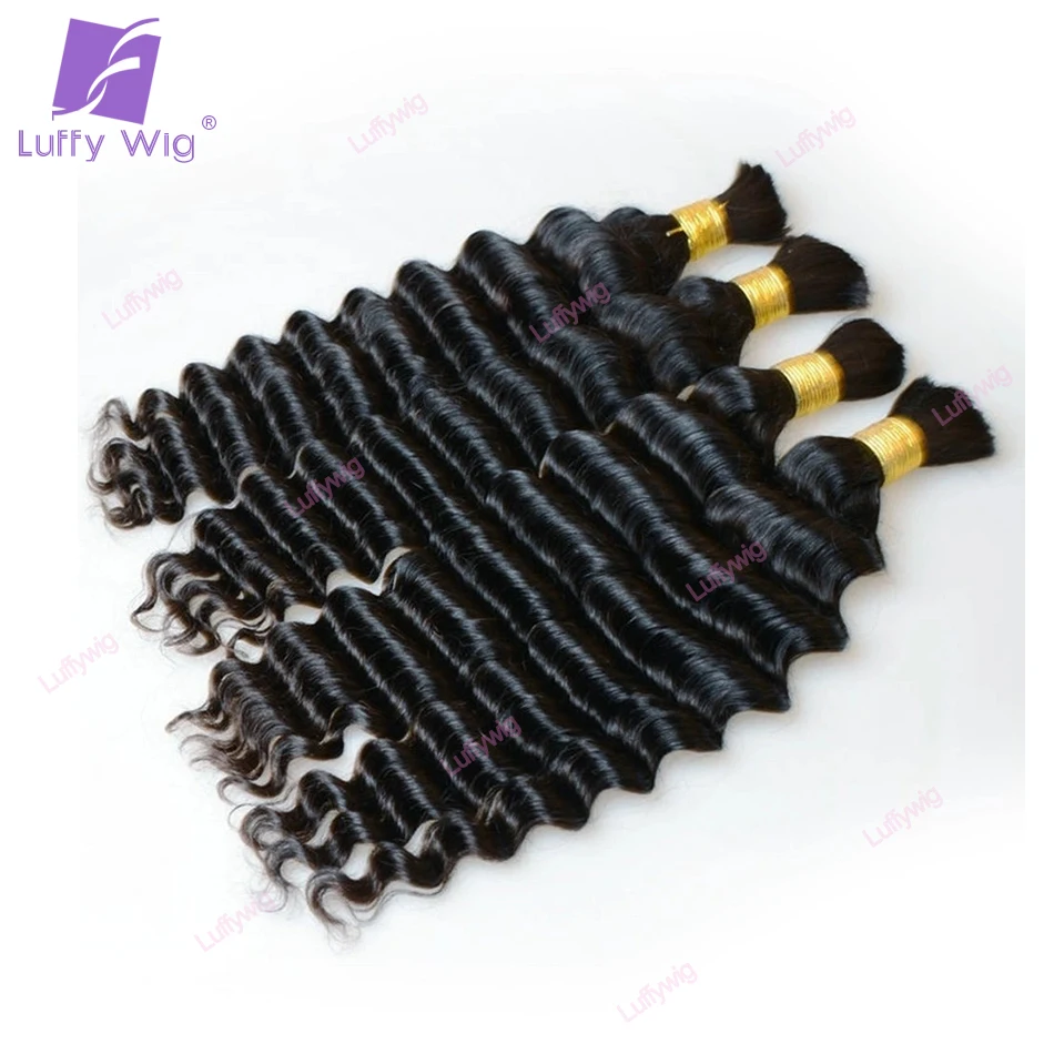 Kinky Curly Double Drawn Bulk Hair Extensions for Braiding No Weft Remy Boho Braids Hair Full Ends Curly Bulk Bundles Hair Luffy