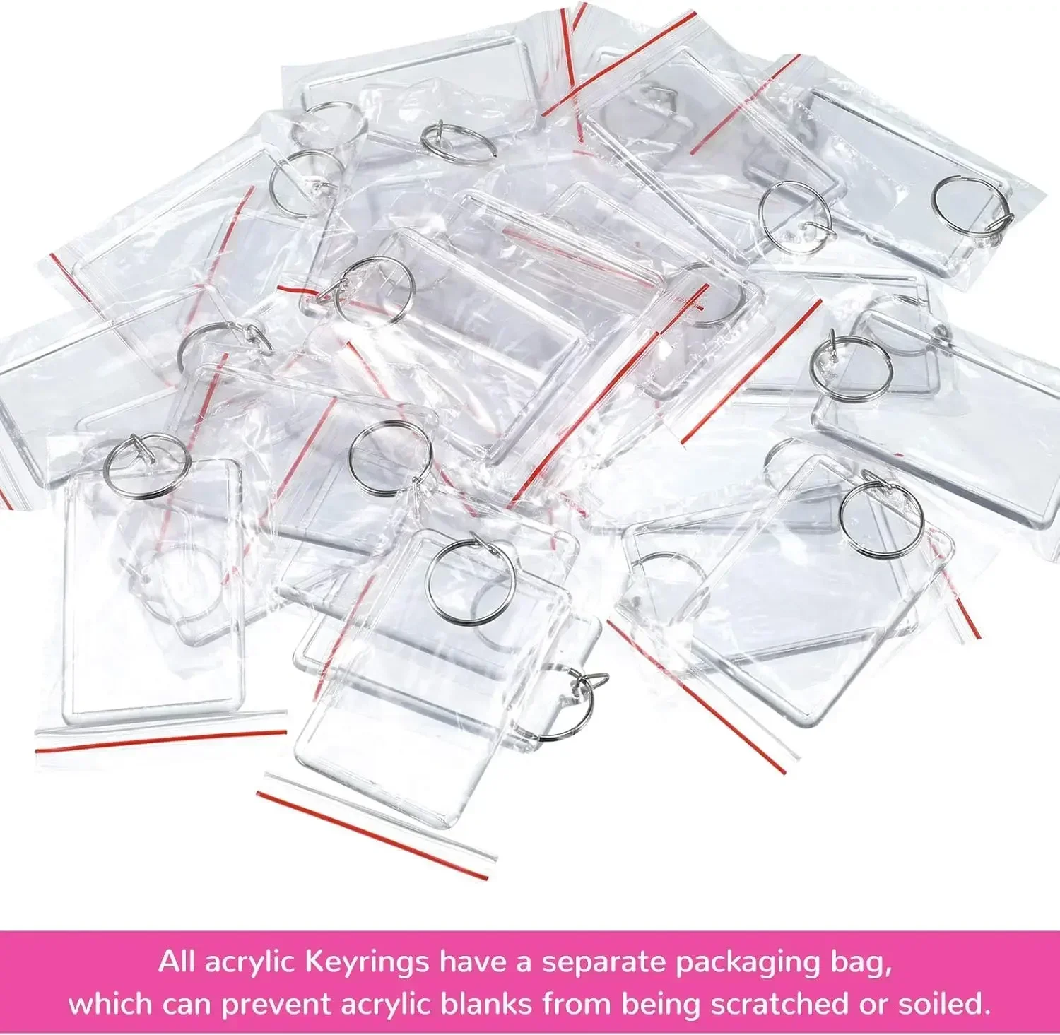 Porte-clés Cadre Photo En Acrylique Transparent, 5 à 50 Pièces, Insert