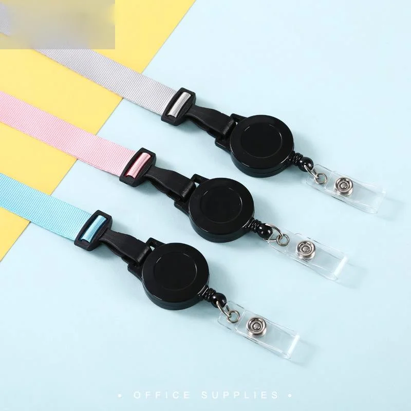 Retractable Lanyard With Badge Reel Neck Strap For ID Card Cellphone Hanging Key Employee's Staff Work Card Rope Strap Fold 46cm retractable badge reel hanging neck strap retractable id lanyard retractable key ring