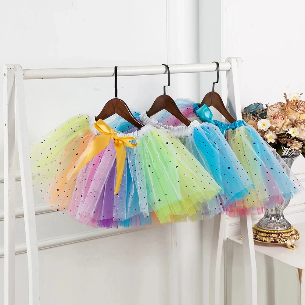 Toddler Girls Tutu Skirt Flower Pleated Princess Skirts Short Dress Dance Children 2 3 4 5 6 Year Dance Elastic Waist Skirt Mini