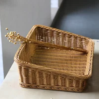 Rectangular Rattan Serving Tray Wicker Woven Basket Bathroom Tray Woven Bread Baskets With Handles Storage Basket For Parties 1
