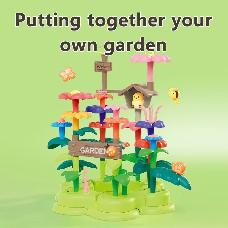 Block Garden Plant Ornaments Potted Flowers Diy Building Blocks Puzzle Child Creativity Toys Potted plant Small Particle Flower