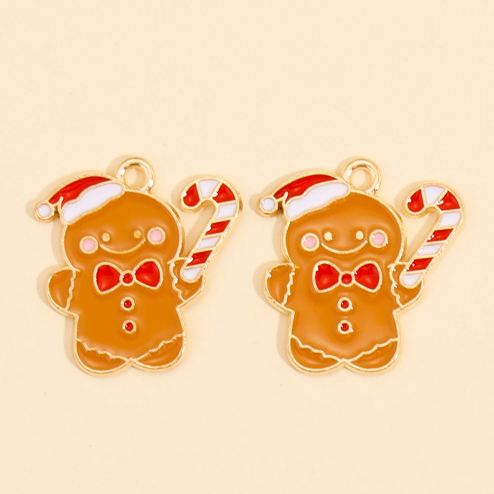 10 Stück Mix Emaille Weihnachtsanhänger für Schmuckherstellung Hüte Weihnachtsmann Schneeflocke Ohrring Telefon Schlüsselanhänger Anhänger Diy Zubehör – Detail 19