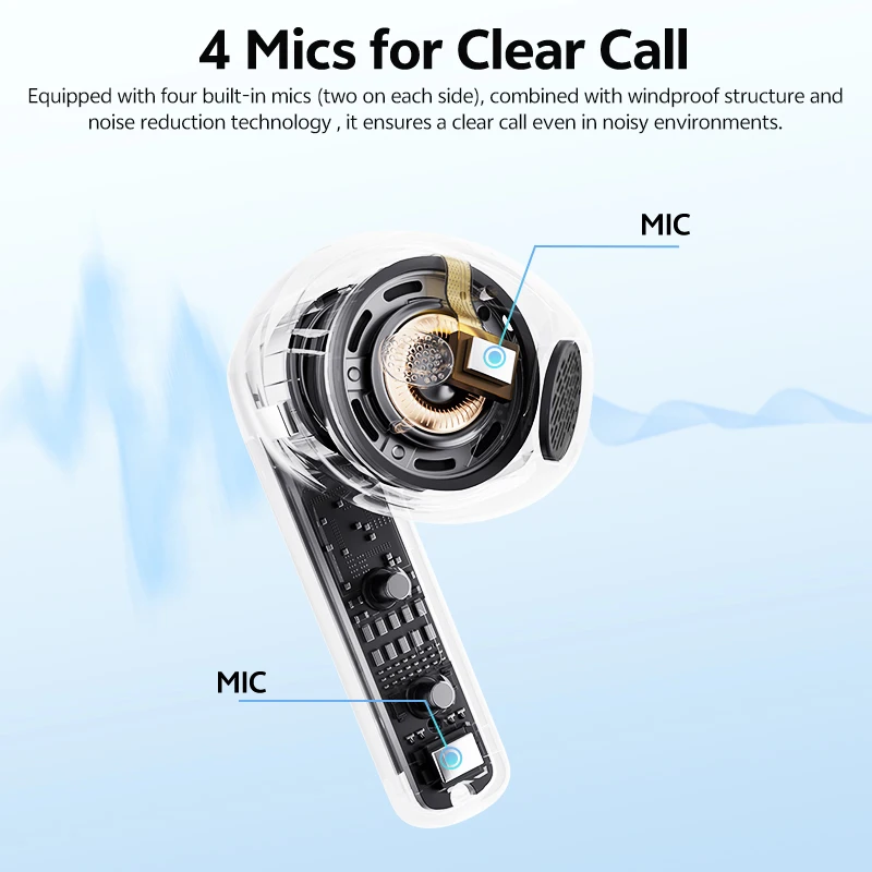 QCY AilyBuds E10 Wireless Earphones Hi-Res Audio with LDAC Codec Headphones Bluetooth 5.4 Spatial Sound TWS Earbuds 13mm Driver 4