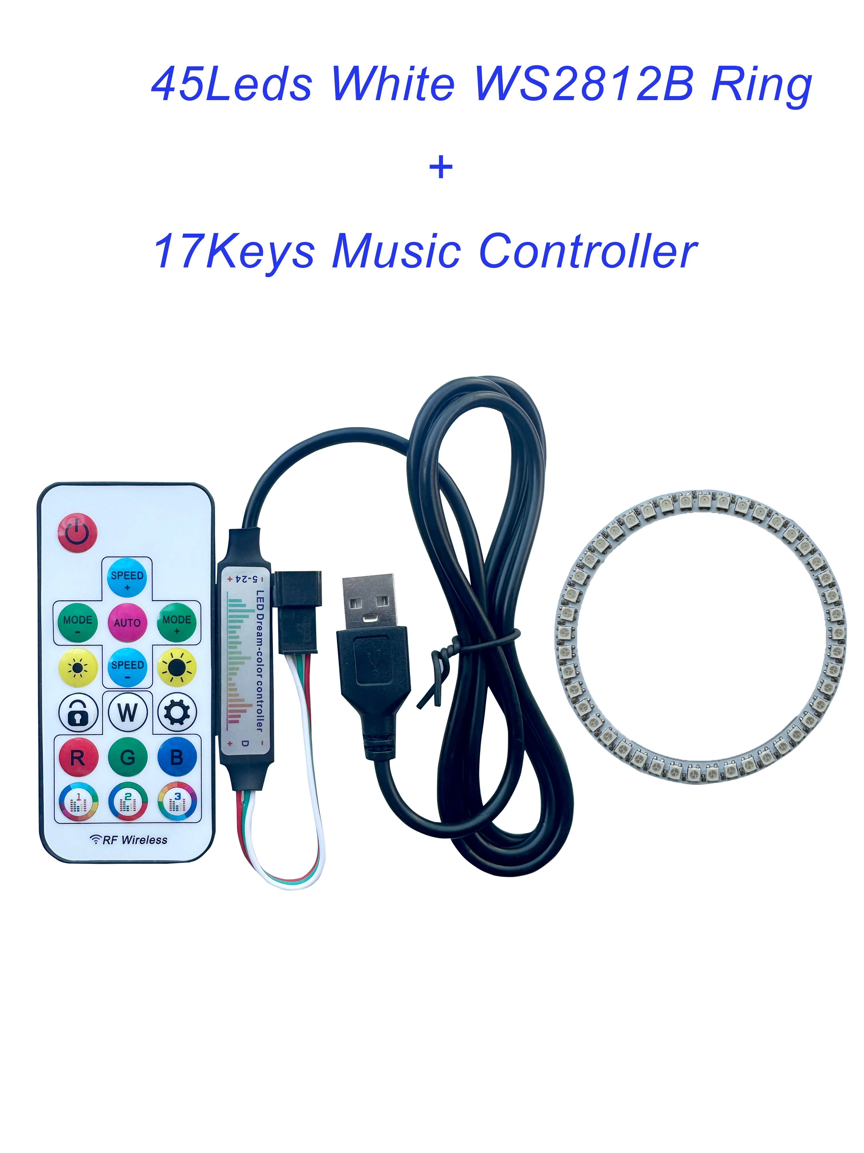 WS2812B Addressable Led Pixel Ring 8/16/24/35/45/60/93Leds WS2812 5050 RGB Led Diode Ring Color IC Built-in LED With 17-key USB led light led modules led module