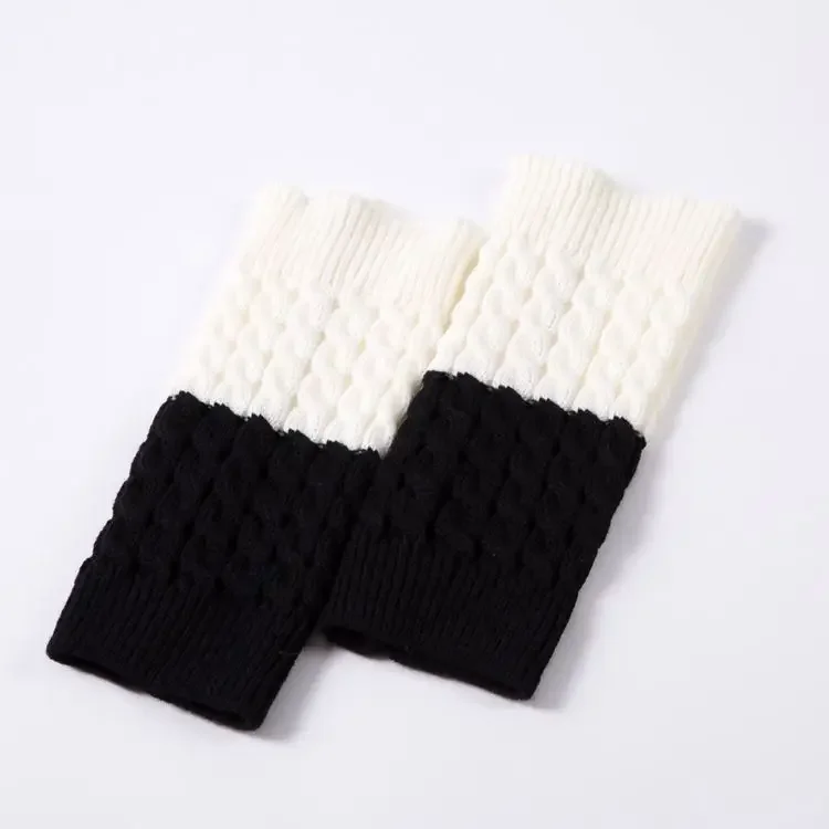 1 Pair Two-color Knitted Leg Warmers Sleeve for Ladies Girls Boot Cuffs Sock Winter Warm Women's Boot Cuff Sleeves Leg Warmer