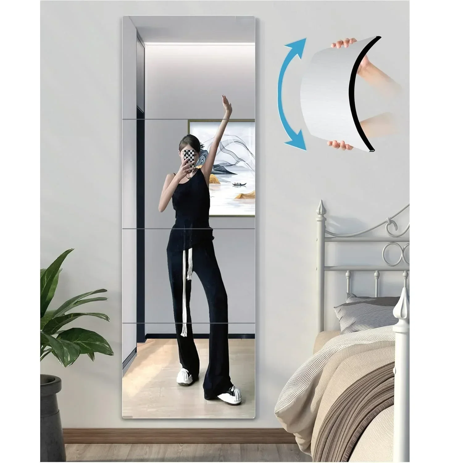 Miroir Mural En Acrylique – Feuille De Miroir Adhésive 50 Cm, Forme Ronde – Pour Salle De Bain, Salon, Chambre (installation Sans Perçage)