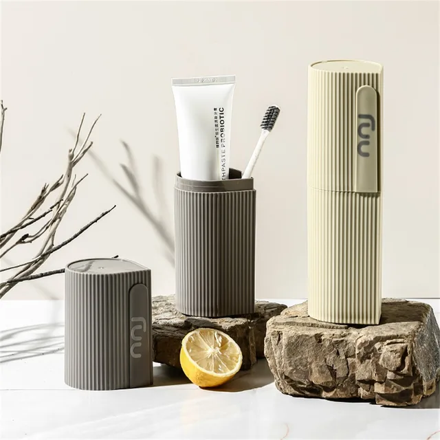 2 Az 1 Csésze Utazás Hordozható Fogkefék Védő Fogkefe Tároló Háztartás Szájvíz Pohara Fürdőszoba Doboz Egyszerű Műanyag - Image 4