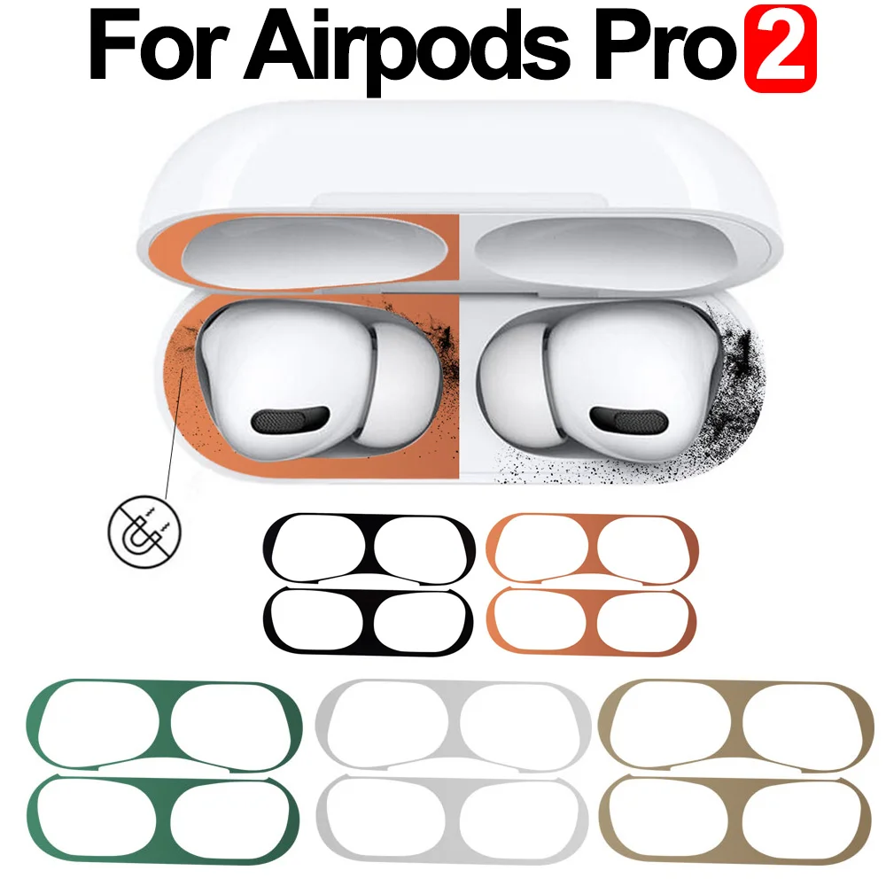 3Pairs Metal Dust Guard Sticker Case for AirPods Pro 2 Dust Guard  Protective Anti-scratch Earbuds Film Headphone Box Accessories