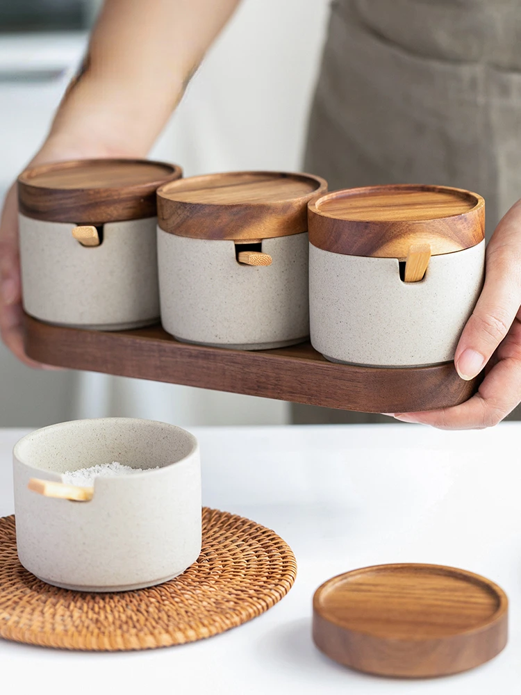Japanese Vintage Seasoning Jar Three-piece Kitchen Utensils