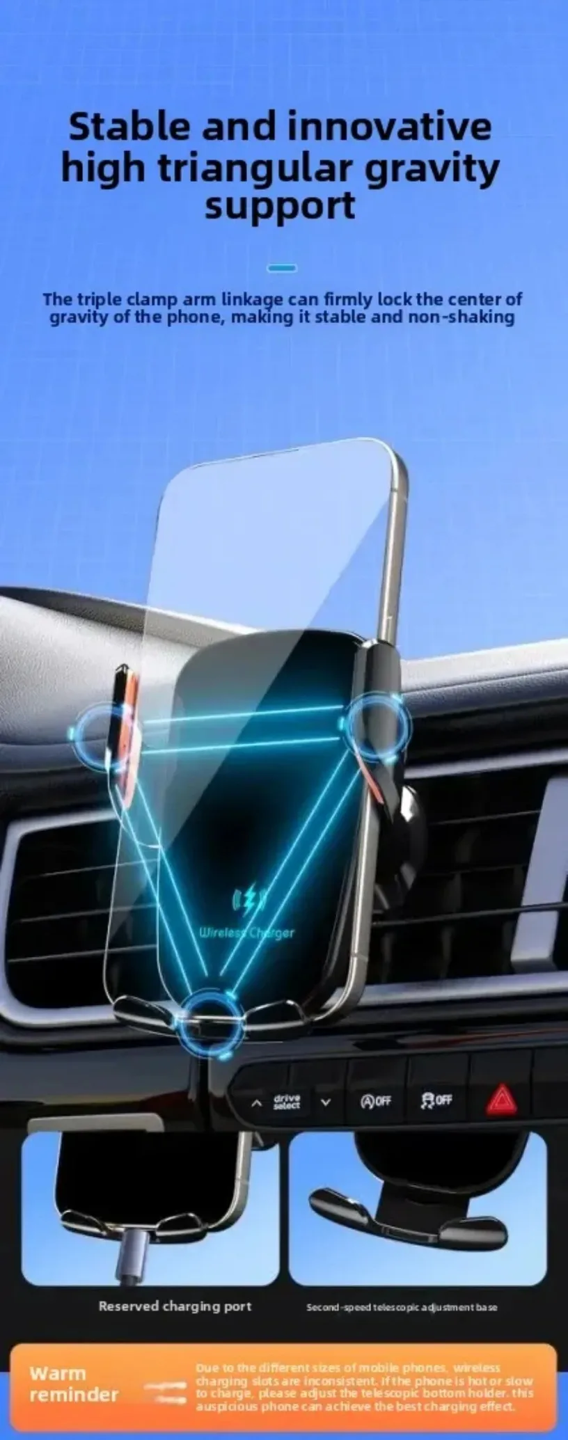 15W Wireless Auto Ladegerät Air Vent Auto Telefon Halter Für iPhone Samsung Xiaomi Auto zubehör Schnelle Ladegerät Stehen – Detail 7