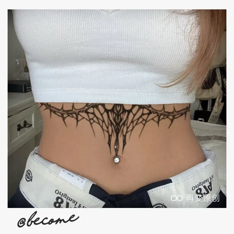 

Эротичная темная черная тату-наклейка с шипами для женщин и мужчин 2023 нагрудная водостойкая временная татуировка Y2K искусственная Татуировка панк-арт Фестиваль милая