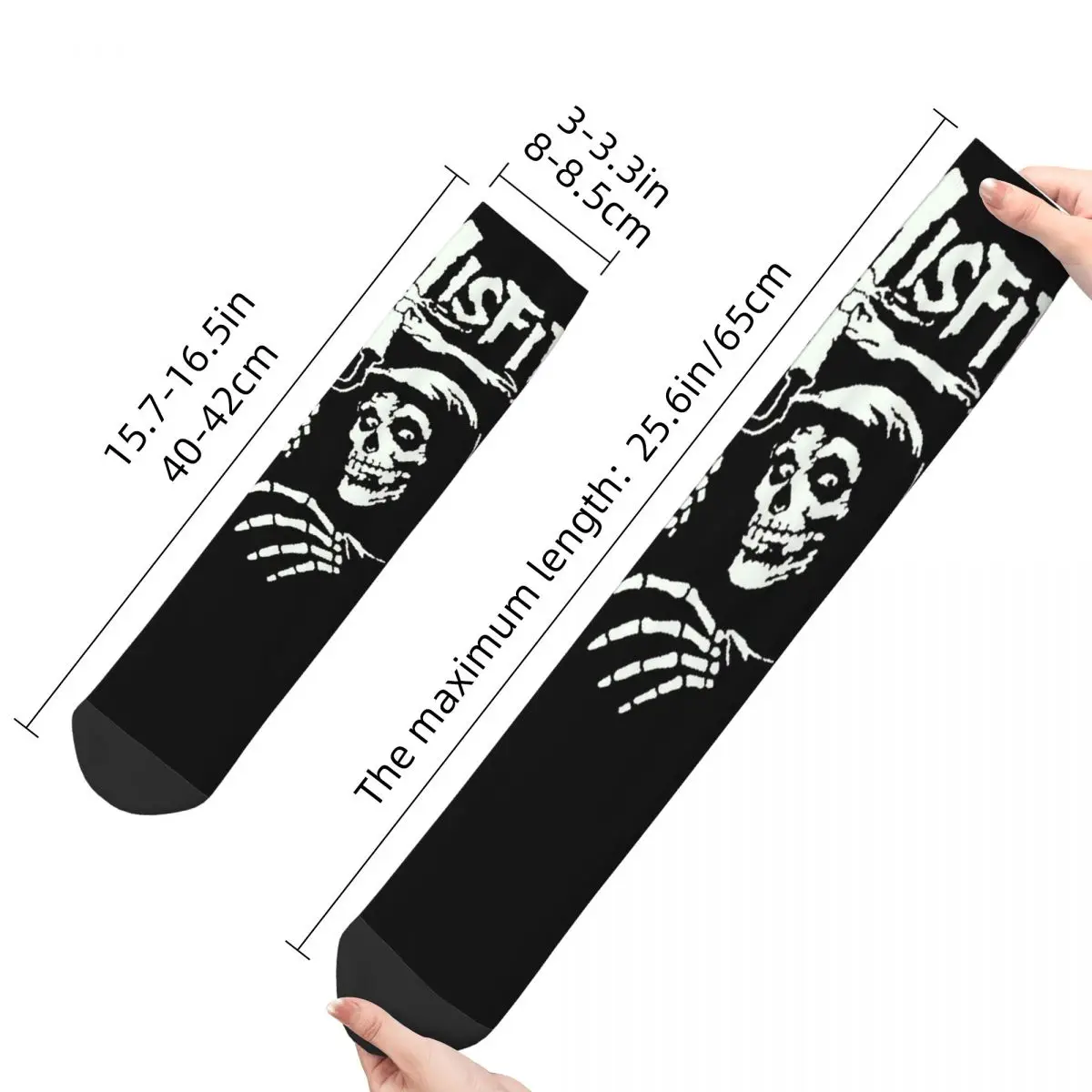 Funny Misfits Skull Football Socks Polyester Crew Socks for Unisex Sweat Absorbing