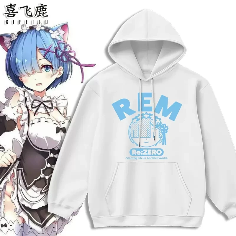 

Anime Re:Life in a different world from zero Rem Hooded Hoodie Autumn Winter Cosplay Costume Student Casual Loose Pullover Tops