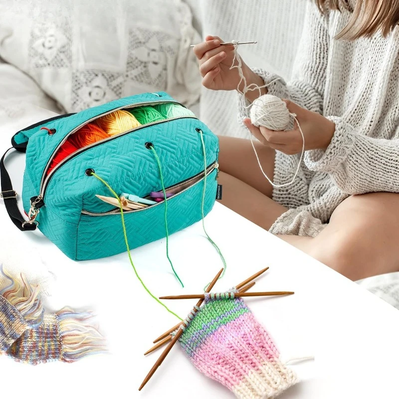 Large Capacity Crochet Bag Organizer Yarn Holder Crochet Accessories Gifts Crafters DIY Storage Bag