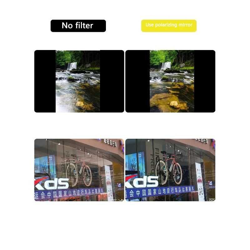 Comparaison avant/après avec filtre polarisant CPL : reflets éliminés sur l'eau, ciel plus bleu