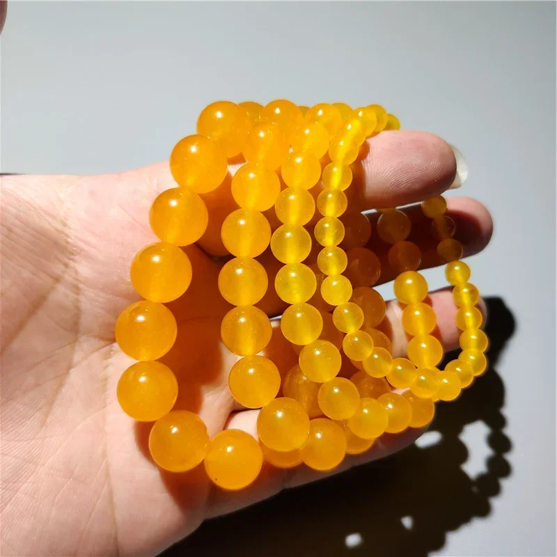 

Желтый браслет из натурального агата, парный Хрустальный халцедон, Будда, бусины, ювелирные изделия в виде одного круга на день рождения