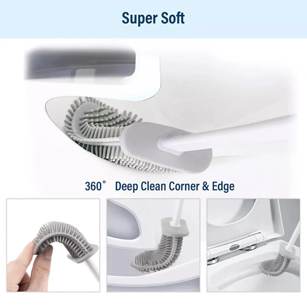 And Bathroom Holder Set Silicone Toilet Brush: 3 - 5 Days Free Delivery Only UK