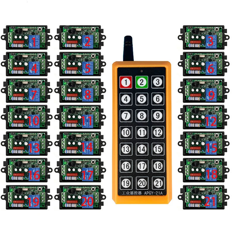 

Промышленный беспроводной пульт дистанционного управления, 433 МГц, 1000 м, 220 В переменного тока, 1 канал