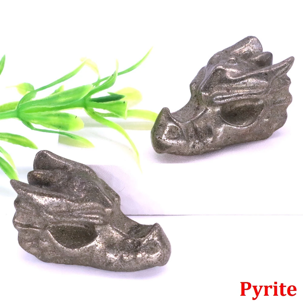 thumbnail image 1 of Figura de calavera con cabeza de dragón de 1,5 pulgadas, piedra natural, obsidiana, aventurina, cristal de cuarzo, curación Reiki, estatua tallada, artesanía, decoración del hogar, 1 of 5