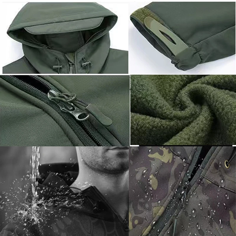Men\'s Winter Waterproof Suit Hiking Tracksuit Set Softshell Jackets Camping Coat Tactical Pants Fishing Fleece Trousers