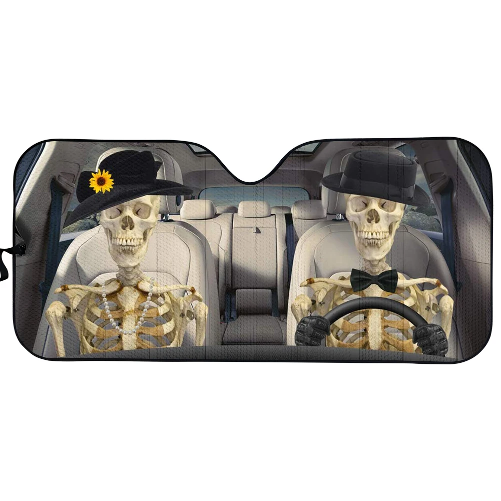Skeleton Horror Skull Windshield Sunshade Car Window Windscreen Canopy Sun Shade Auto Sun Visor Car-covers Car Solar Protection