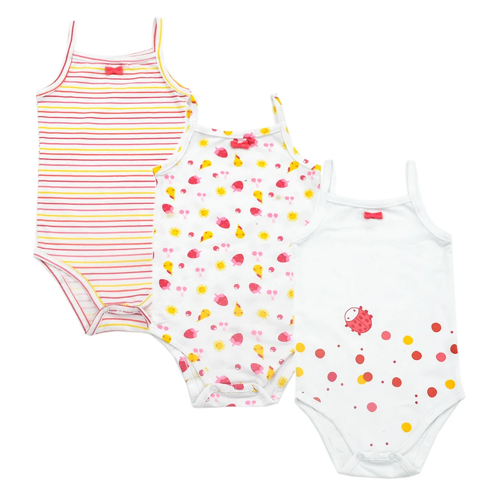 

3 шт./Лот, Одежда для новорожденных девочек, летние милые Боди с цветочным принтом, комбинезоны, детские топы с лямкой на шее, милая одежда